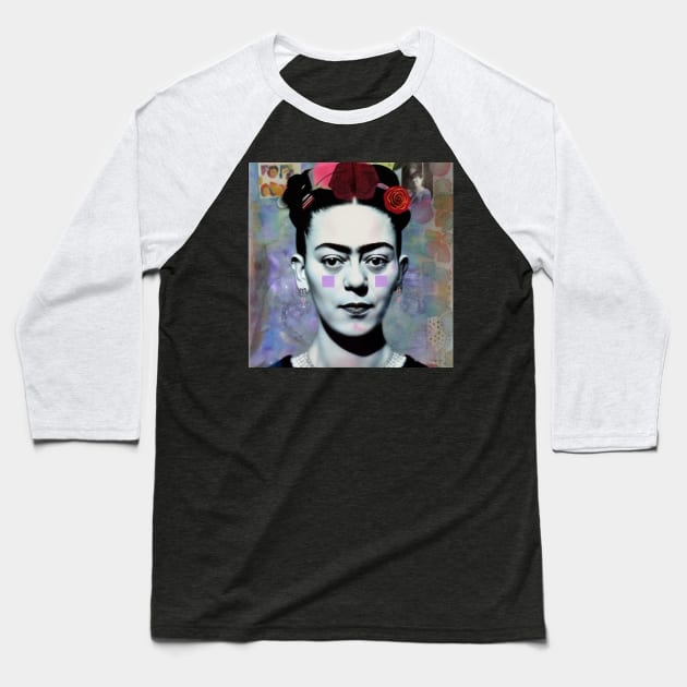 Frida Kahlo Portrait Baseball T-Shirt by Disputatious